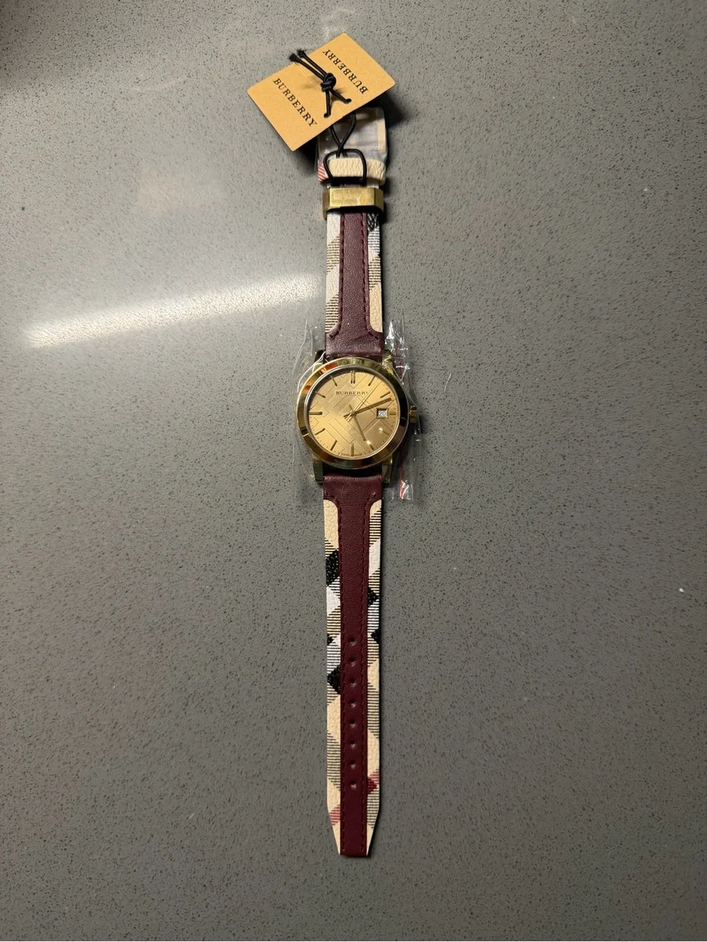 Burberry BU9111 Gold Dial Brown Leather Strap Men's Watch